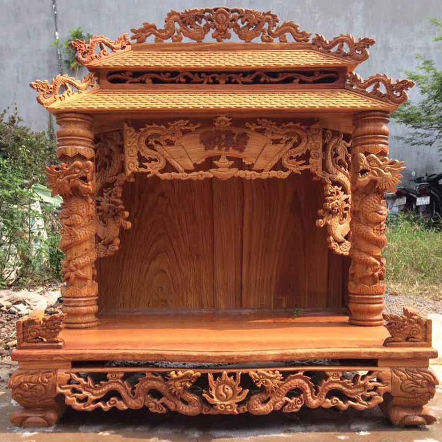 Trọn Bộ Bàn Thờ Thần Tài - Thổ Địa Gỗ Gõ Đỏ Cao Cấp Cho Không Gian Rộng Lớn